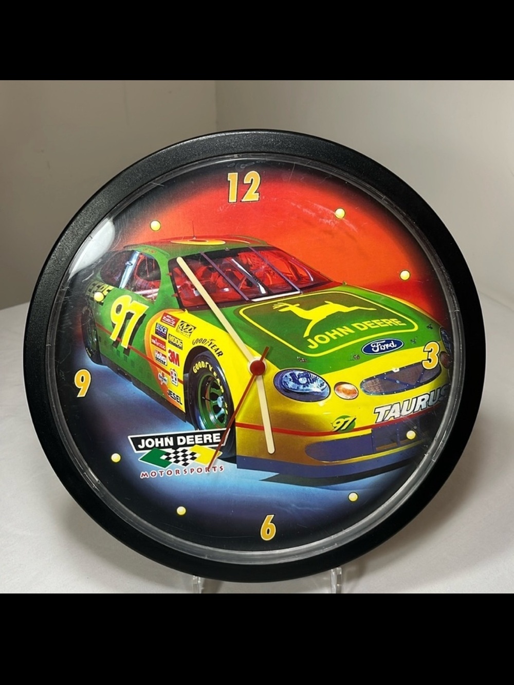 John Deere Motorsports NASCAR Vintage Wall Clock, battery incl